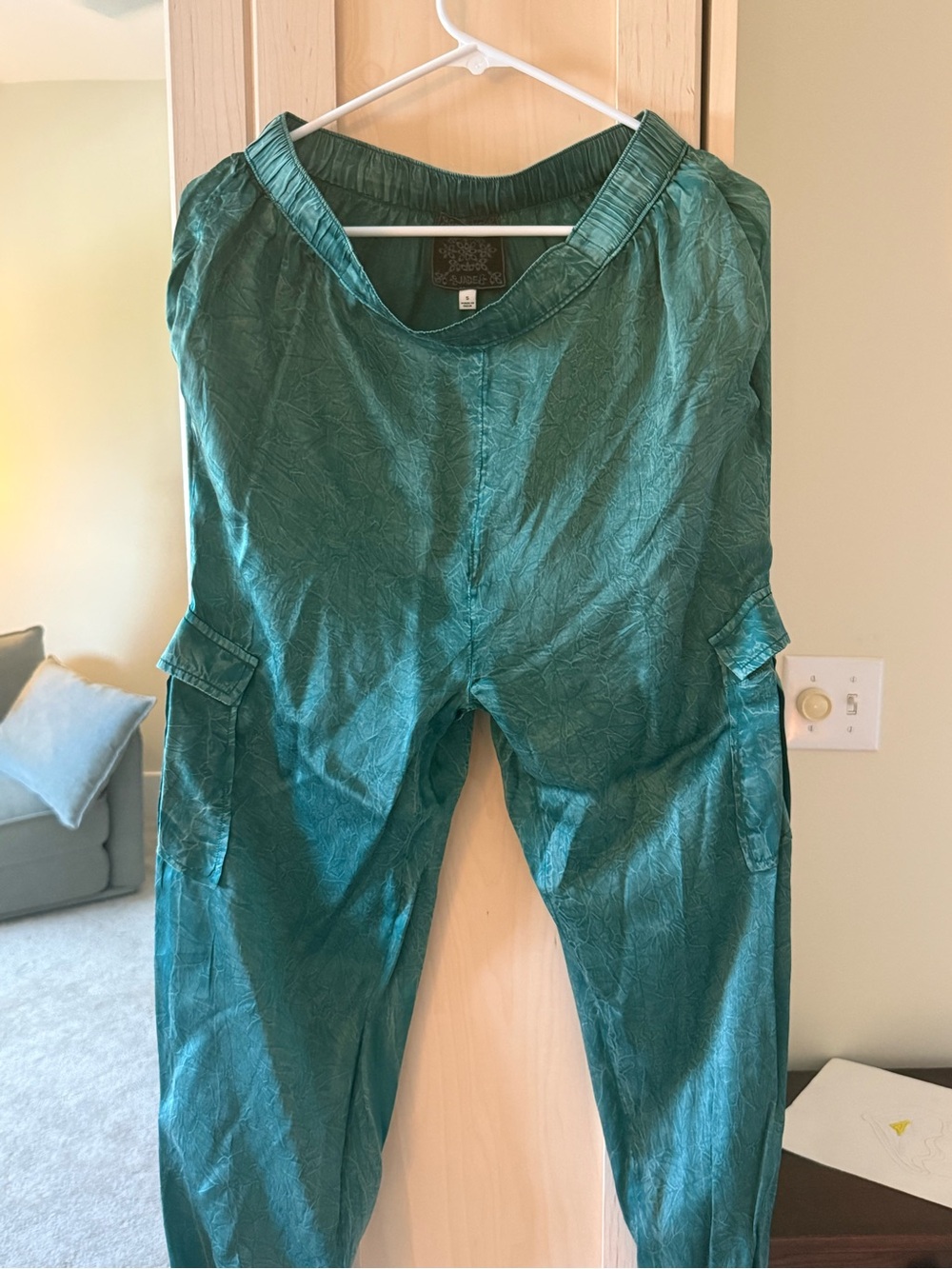 Jade Teal Cargo Jogger Pants